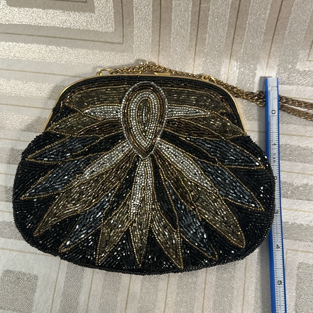 Beaded Handbag Art Deco  with sateen linning crossbody - Picture 9 of 9